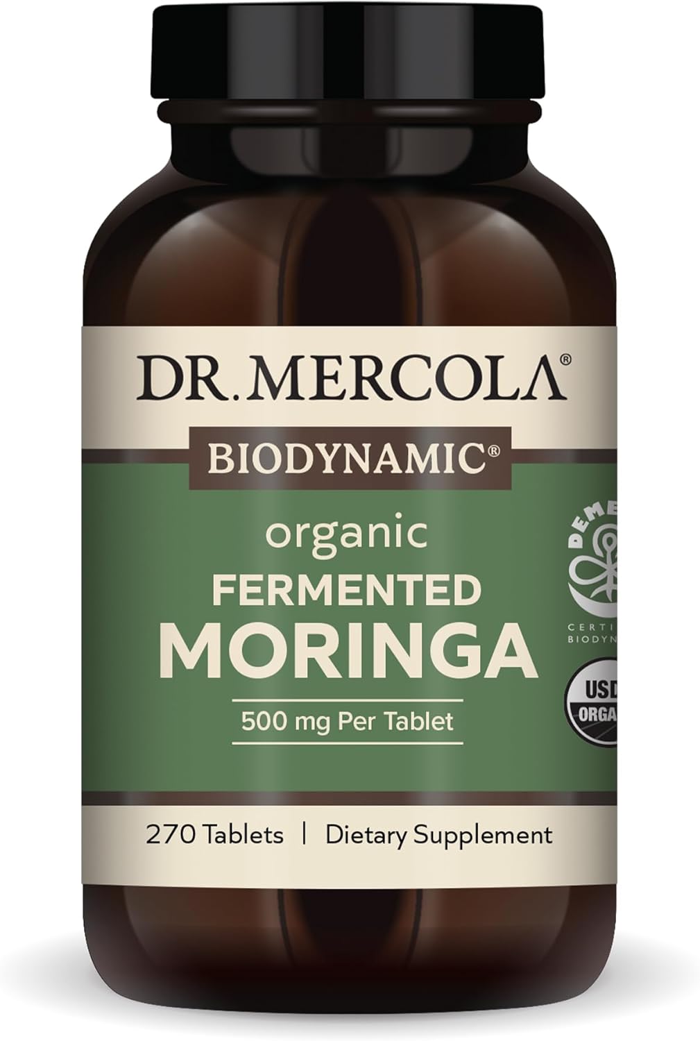 Dr. Mercola - Biodynamic Organic Fermented Moringa Dietary Supplement, 270 Servings (270 Tablets)