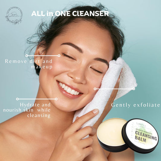 Tallow Cleansing Balm - With Grass-Fed Beef Tallow, Papaya Enzyme | Waterproof Makeup Remover Balm | Natural Face Cleanser Oil | Sulphate Free | For Sensitive Skin, Made In Usa - 3.17 Oz/ 90 G