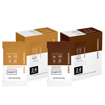 Soylent Squared Bar Bundle - 24 Peanut Butter Chocolate Chip And 24 Chocolate Brownie Mini Snack Bars