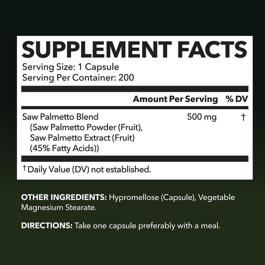 Saw Palmetto For Men Prostate Supplement - Prostate Support Supplement For Men'S Health - Potent Saw Palmetto For Dht, Urinary And Prostate Health - Over 6 Month Supply Saw Palmetto Supplement