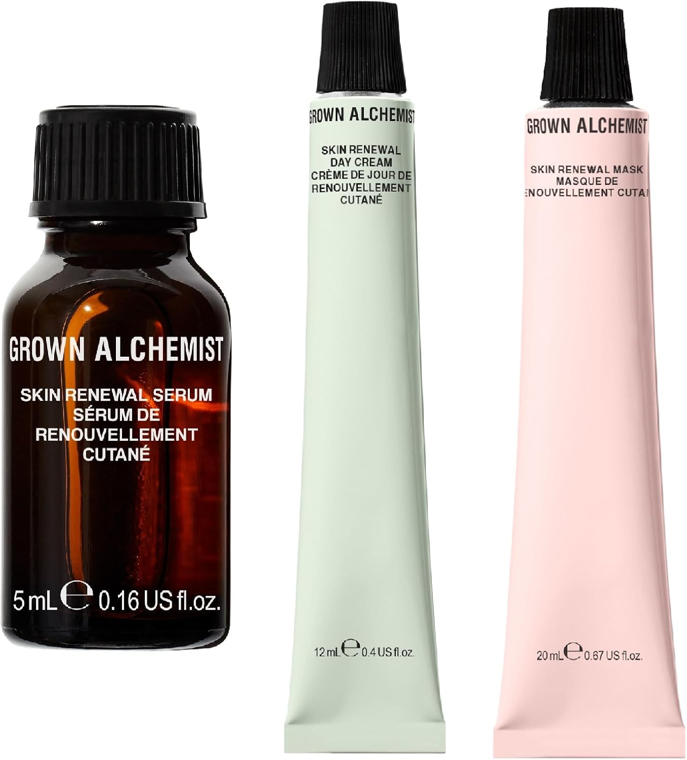 Grown Alchemist Skin Renewal Skincare Kit Trio - Skincare Set Gift Exclusive - Hydrating Face Mask 20 Ml, Serum Hyaluronic Acid, Niacinamide Serum 5 Ml, Luxury Daily Moisturising Day Cream 12 Ml