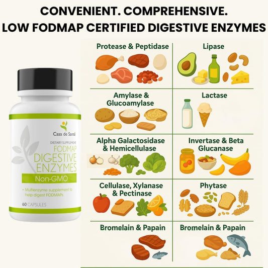 Fodmap Digestive Enzymes, No High Inulin, Keto Carnivore Intolerance Support, 18 Multi Enzyme Amylase Bromelain Lipase Lactase Protease Papain Alpha Galactosidase, More - No Gmo