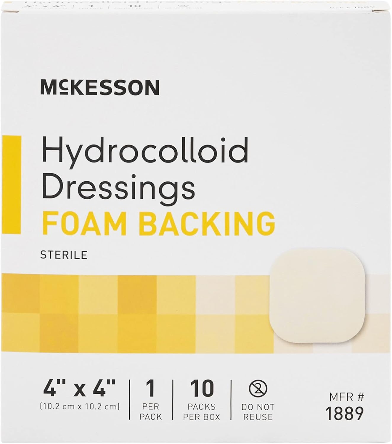 McKesson Hydrocolloid Dressings with Foam Backing, Sterile, 4 in x 4 in, 10 Count, 1 Pack : Health & Household