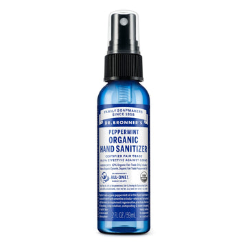 Dr. Bronner's - Organic Hand Sanitizer Spray (Peppermint, 2 ounce) - Simple and Effective Formula, Cleanses & Sanitizes, No Harsh Chemicals, Moisturizes and Cleans Hands