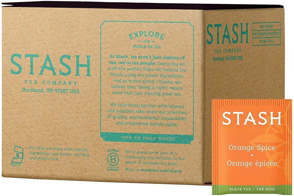 Stash Tea Orange Spice Black Tea, Box Of 100 Tea Bags In Foil (Packaging May Vary)