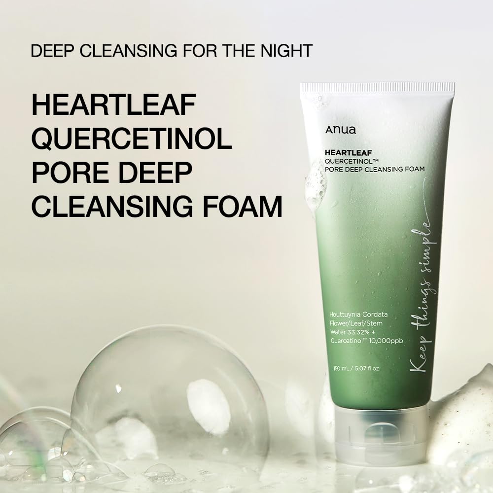 Anua Mild Double Cleanser Duo for Facial Cleansing : Heartleaf Pore Control Cleansing Oil Mild & Heartleaf Quercetinol Pore Deep Cleansing Foam for Double Cleansing, Blackhead Remover, Korean Skincare : Beauty & Personal Care