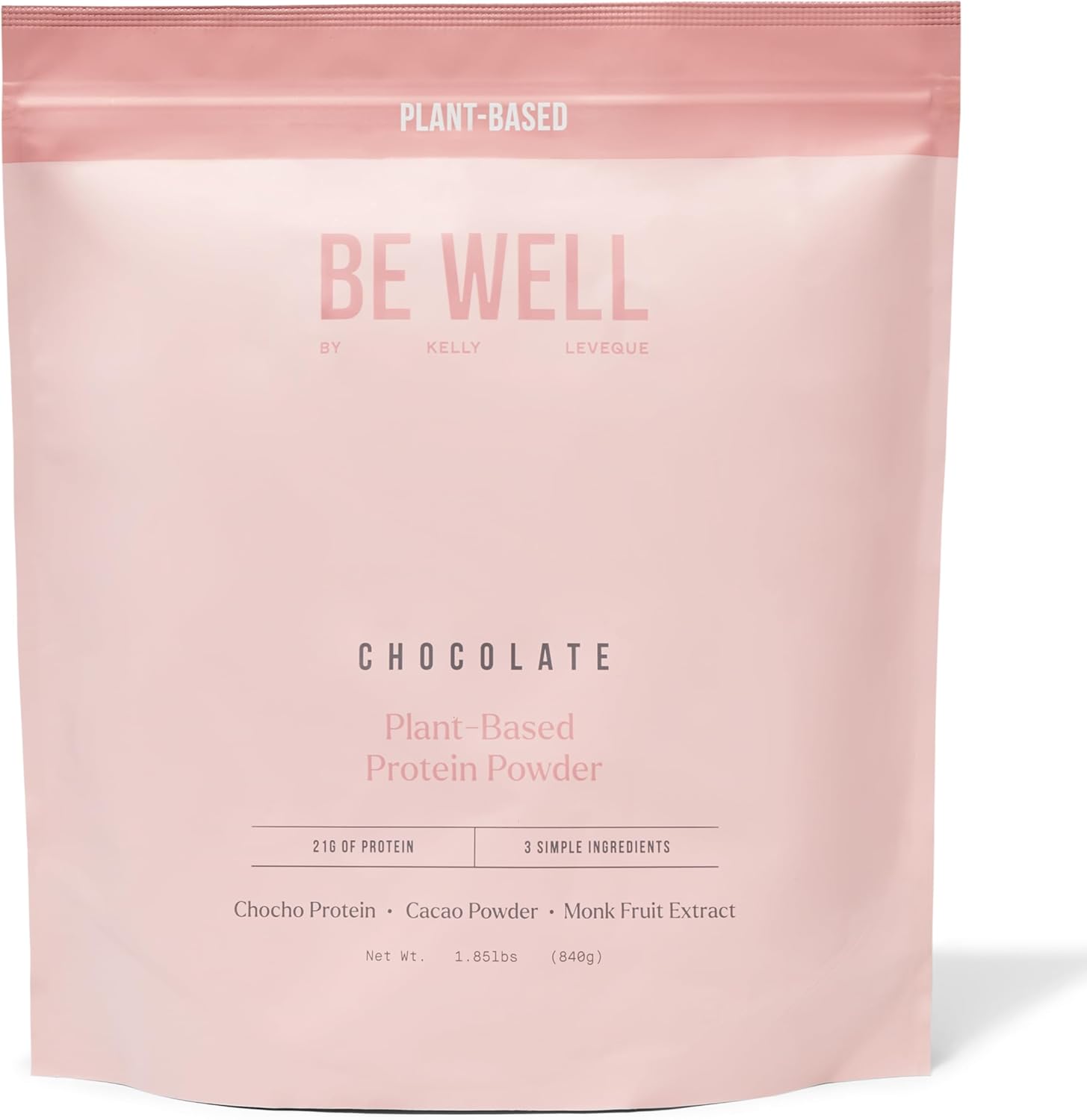 Be Well By Kelly Chocolate Plant-Based Protein Powder, Vegan 21G Of Protein & 9G Of Fiber (3 Ingredients, 20 Servings) 9 Amino Acids + 3 Bcaas No Soy, No Dairy, Stevia-Free, No Sugar Added 1.85Lb 840G