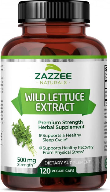 Zazzee Extra Strength Wild Lettuce 4:1 Extract, 500 Mg Strength, 120 Vegan Capsules, Potent Lactuca Virosa Variety, Standardized And Concentrated 4X Extract, 100% Vegetarian, All-Natural And Non-Gmo