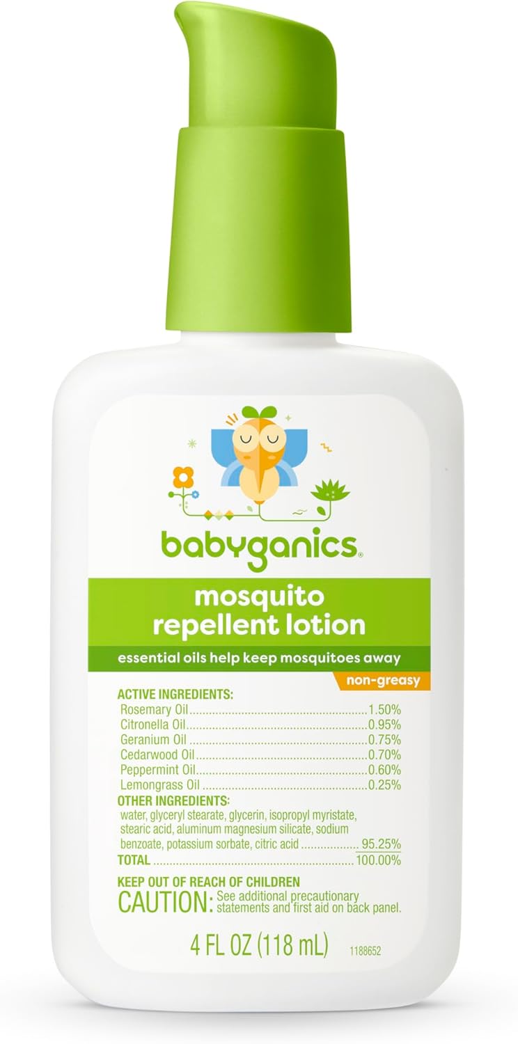 Babyganics Mosquito Repellent Lotion, Made With Plant And Essential Oils, Non-Greasy, 4Oz