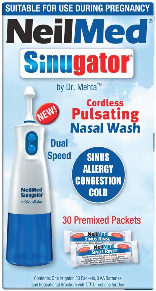 NeilMed Sinugator Cordless Pulsating Nasal Wash with 30 Premixed Packets : Health & Household