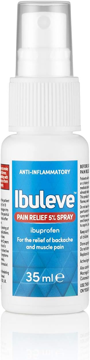 Ibuleve Pain Relief 5% Ibuprofen Spray, Anti-Inflammatory Relief For Joint Pain, Sprains, Backache, Muscular Pains And Sports Injuries, 35 Ml