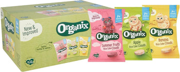 Organix Rice Cake Clouds Variety Pack, Organic Snack, Finger Food, 7+ Months, 40 G (Pack Of 15)