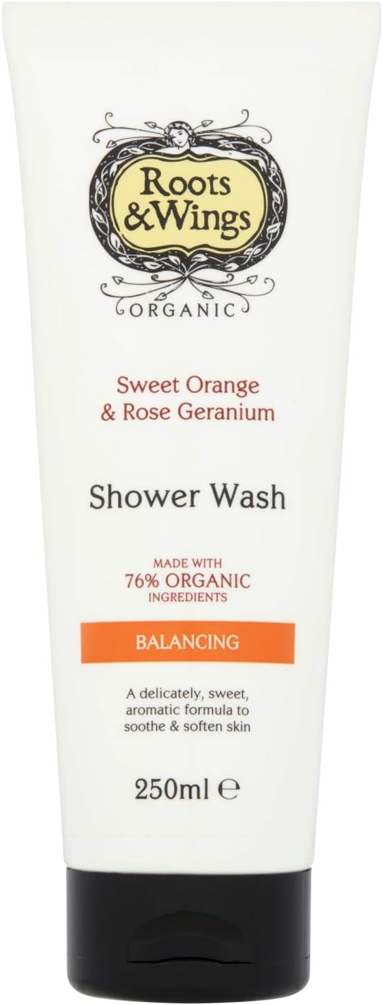 Roots & Wings Organic Balancing Sweet Orange And Rose Geranium Shower Wash 250Ml