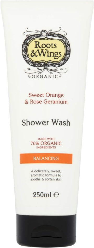 Roots & Wings Organic Balancing Sweet Orange And Rose Geranium Shower Wash 250Ml