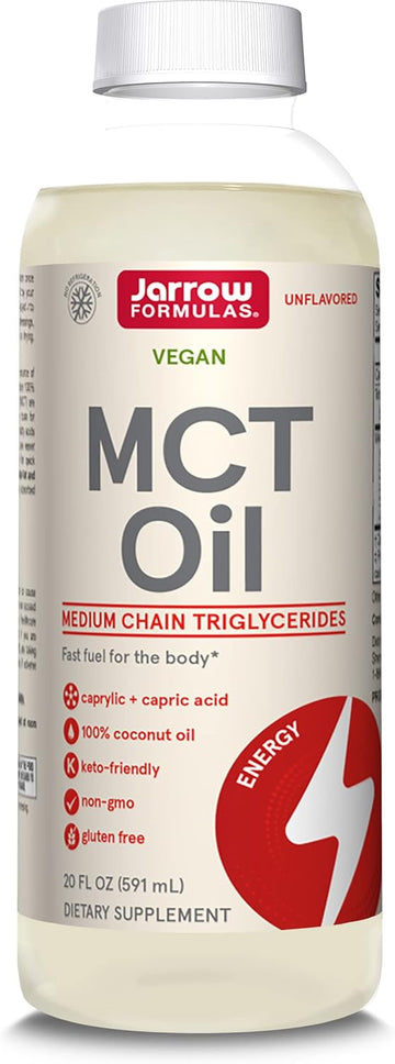 Jarrow Formulas Mct Oil, Dietary Supplement, Ketogenic Diet Support For Quick Energy, 20 Fl Oz Liquid Oil, 39 Day Supply