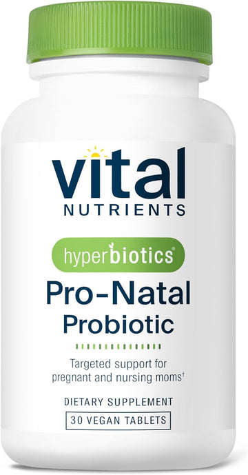 Hyperbiotics Vital Nutrients Pro-Natal Prenatal Probiotics For Women | Support For Occasional Nausea, Bloating, And Gas | Vegan Pregnancy Probiotic For Women | Gluten, Dairy, Soy Free | 30 Tablets