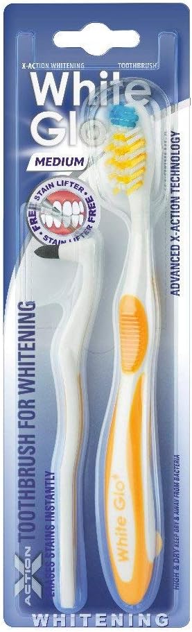 White Glo Medium Bristle Stain Lifter Whitening Toothbrush-Medium