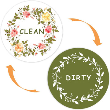 Large 4.33 in Dishwasher Magnet Clean Dirty Dishwasher Sign?Funny Cute Cartoon Clean Dirty Dishwasher Magnet?Strong Double Sided Magnetic Indicator Sign for Everyday use (Blooming Flowers)