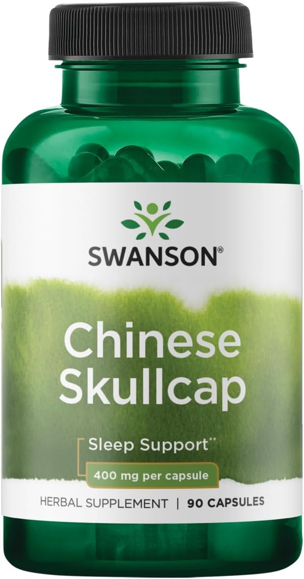 Swanson Chinese Skullcap - Herbal Supplement Promoting Relaxation '&' Sleep Support - Flavonoid Formula To Help Soothe Nerves - (90 Capsules, 400Mg Each)