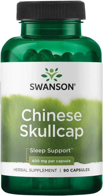 Swanson Chinese Skullcap - Herbal Supplement Promoting Relaxation '&' Sleep Support - Flavonoid Formula To Help Soothe Nerves - (90 Capsules, 400Mg Each)