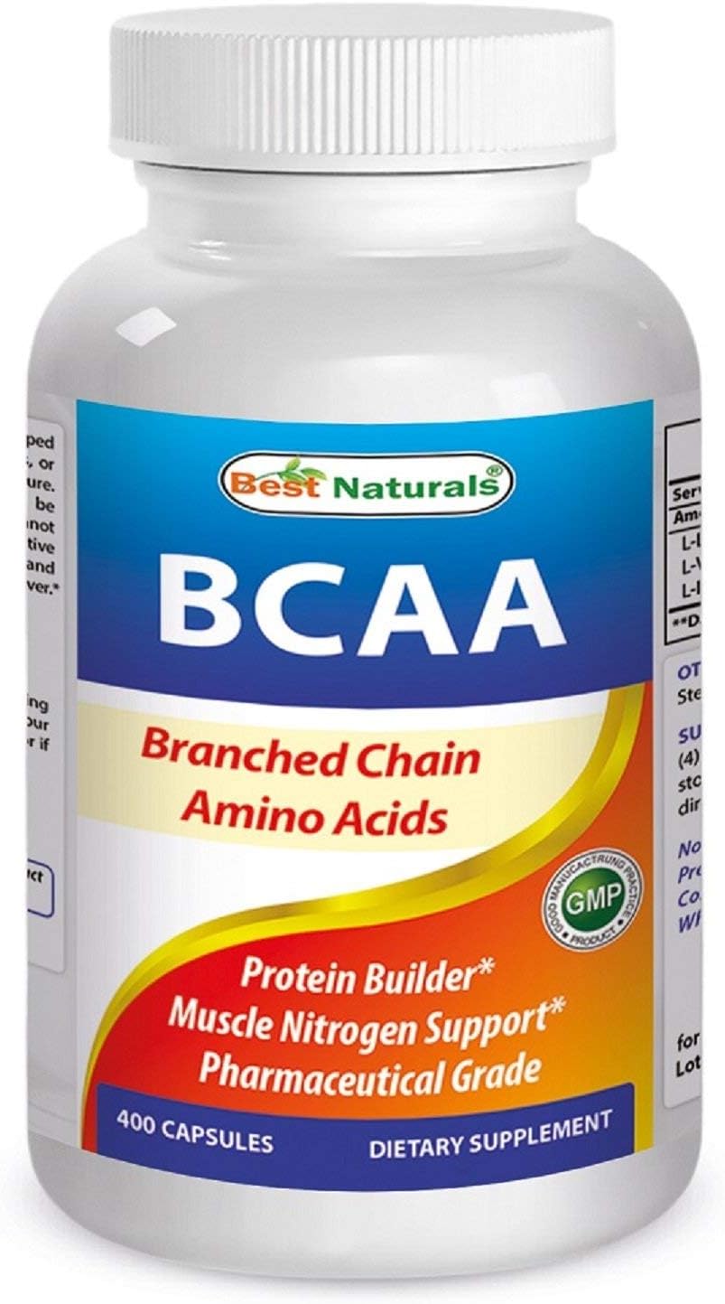 Best Naturals BCAA Branch Chain Amino Acid, 3200mg per Serving, 400 Capsules - Pharmaceutical Grade - 100% Pure Instantized Formula | Pre/Post Workout Bodybuilding Supplement | Boost Muscle Growth