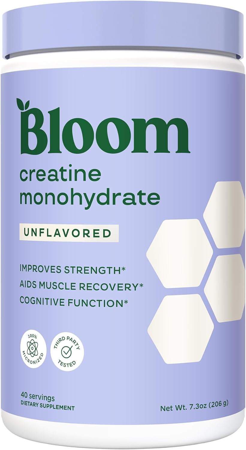 Bloom Nutrition Creatine Monohydrate Powder, 5G Micronized Creatine Per Serving, Supports Muscle Recovery, Strength, Endurance, Pre Or Post Workout, Gluten Free, Non Gmo, Raspberry Lemon, 40 Svg, 9 Oz