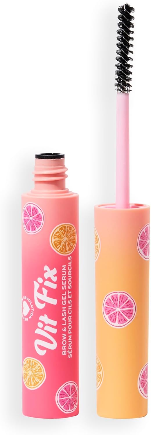 I Heart Revolution Grapefruit Vit Fix 2In1 Brow Serum And Gel, Long-Lasting, Shapes Eyebrows, Includes Peptides & Castor Oil, Vegan & Cruelty-Free, 7Ml