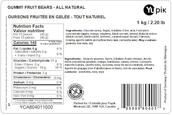 Yupik Gummy Fruit Bears - All Natural, 2.2 Lb