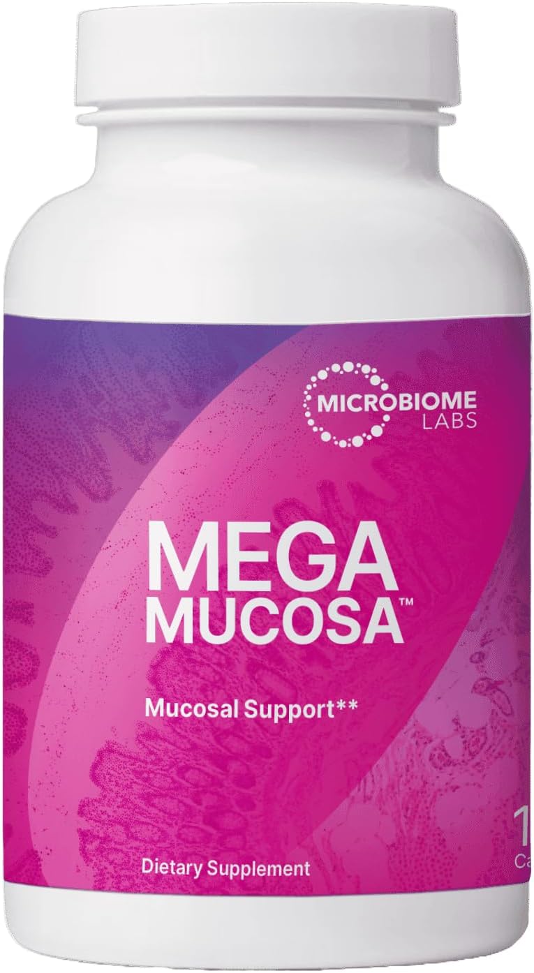 Microbiome Labs Megamucosa - Mucosal Support Supplement For Digestive Health - L Proline & L Cysteine Support Healthy Gut Biome (180 Capsules)