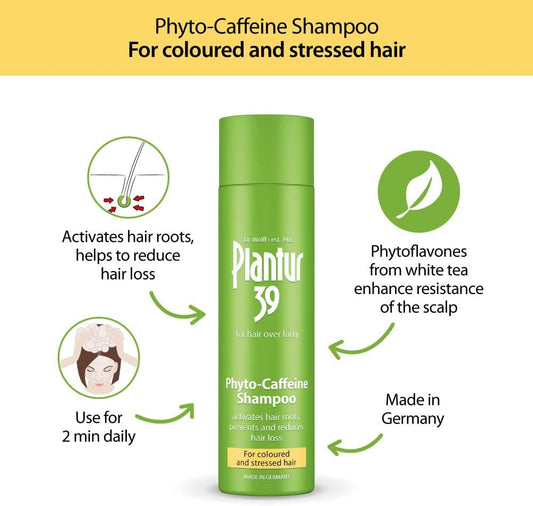 Plantur 39 Caffeine Shampoo Prevents And Reduces Hair Loss 3X 250Ml | For Couloured And Stressed Hair | Unique Galenic Formula Supports Hair Growth | Women Hair Care Made In Germany