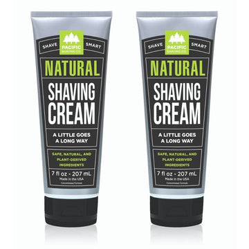 Pacific Shaving Company Natural Shaving Cream - Shea Butter + Vitamin E Shave Cream For Hydrated Sensitive Skin - Clean Formula For A Smooth, Anti-Redness + Irritation-Free Shave Cream (7 Oz, 2 Pack)