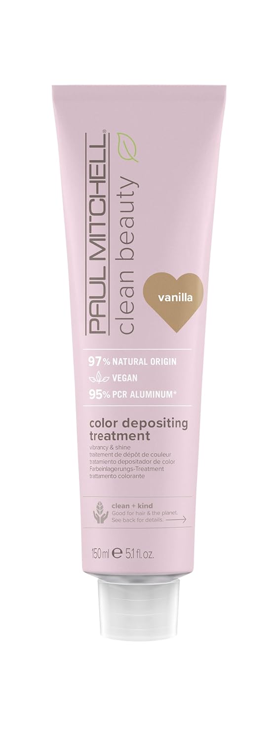 Paul Mitchell Clean Beauty Color-Depositing Treatment, For Refreshing + Protecting Color-Treated Hair, Vanilla, 5.1 Fl. Oz