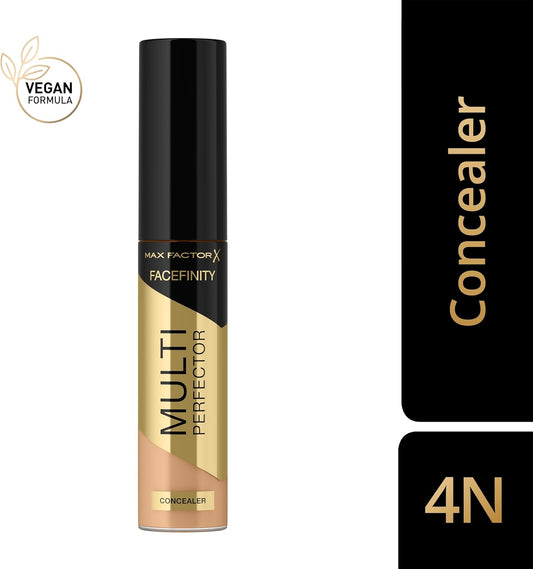 Max Factor Facefinity Multi-Perfector Concealer, All In One, Conceal Imperfections, Instant Brightening, Natural Finish, Lightweight, Vegan, Customisable Coverage - 4N, 11Ml