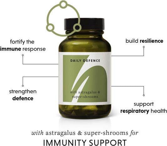 The Herbtender Daily Defence – Immune Support Supplement With Organic Reishi, Chaga, Cordyceps, Echinacea & Acerola Cherry Vitamin C, Vegan Adaptogen Blend For Respiratory Health, 60 Capsules