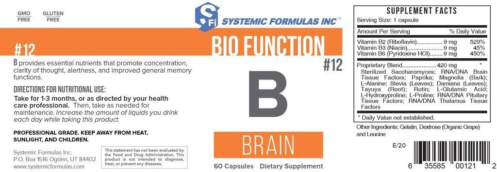 Systemic Formulas B Brain #12 Bio Function : Health & Household