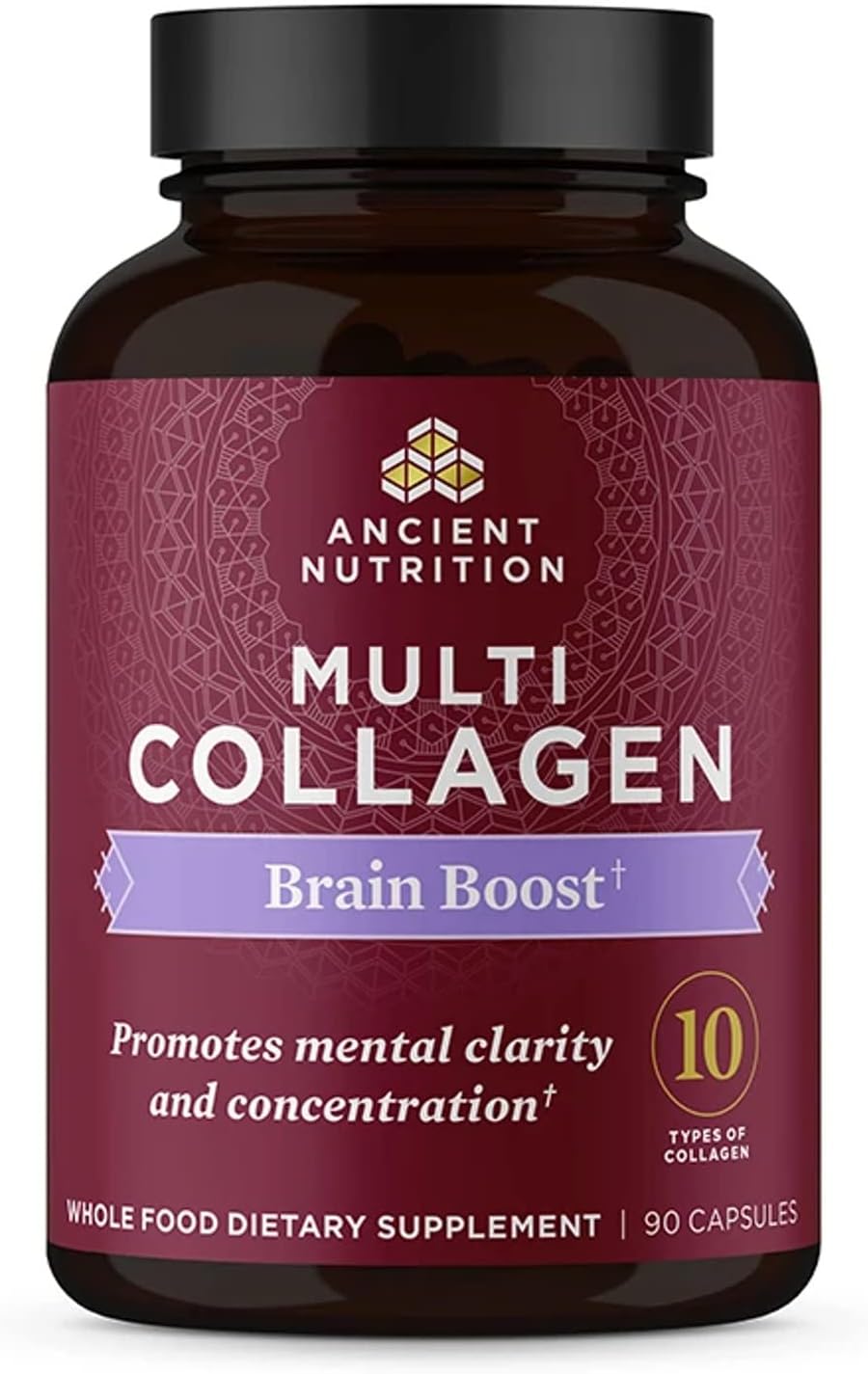 Ancient Nutrition Collagen Protein Brain Boost, Collagen Protein Capsules Brain Supplement For Reduced Joint Discomfort, Healthy Skin And Nails, 90 Ct