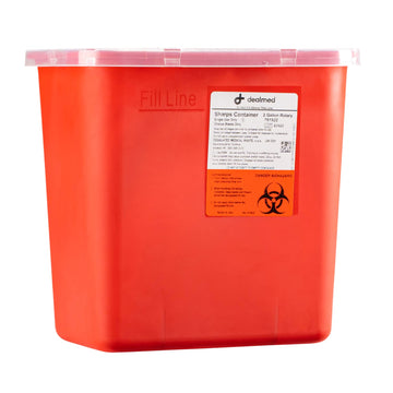 Dealmed Sharps Container, 2 Gallon Rotor Opening, Made In The Usa, Red (Pack Of 1)