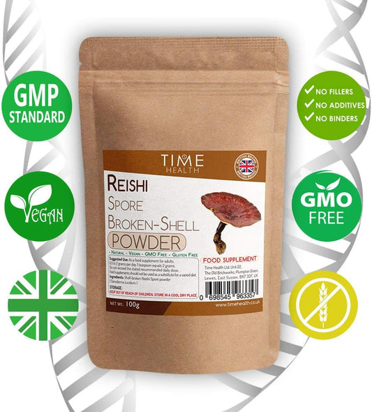 Reishi Broken-Shell Ganoderma Lucidum Spore Powder - Dual Extracted - Zero Additives - British Brand - 100G