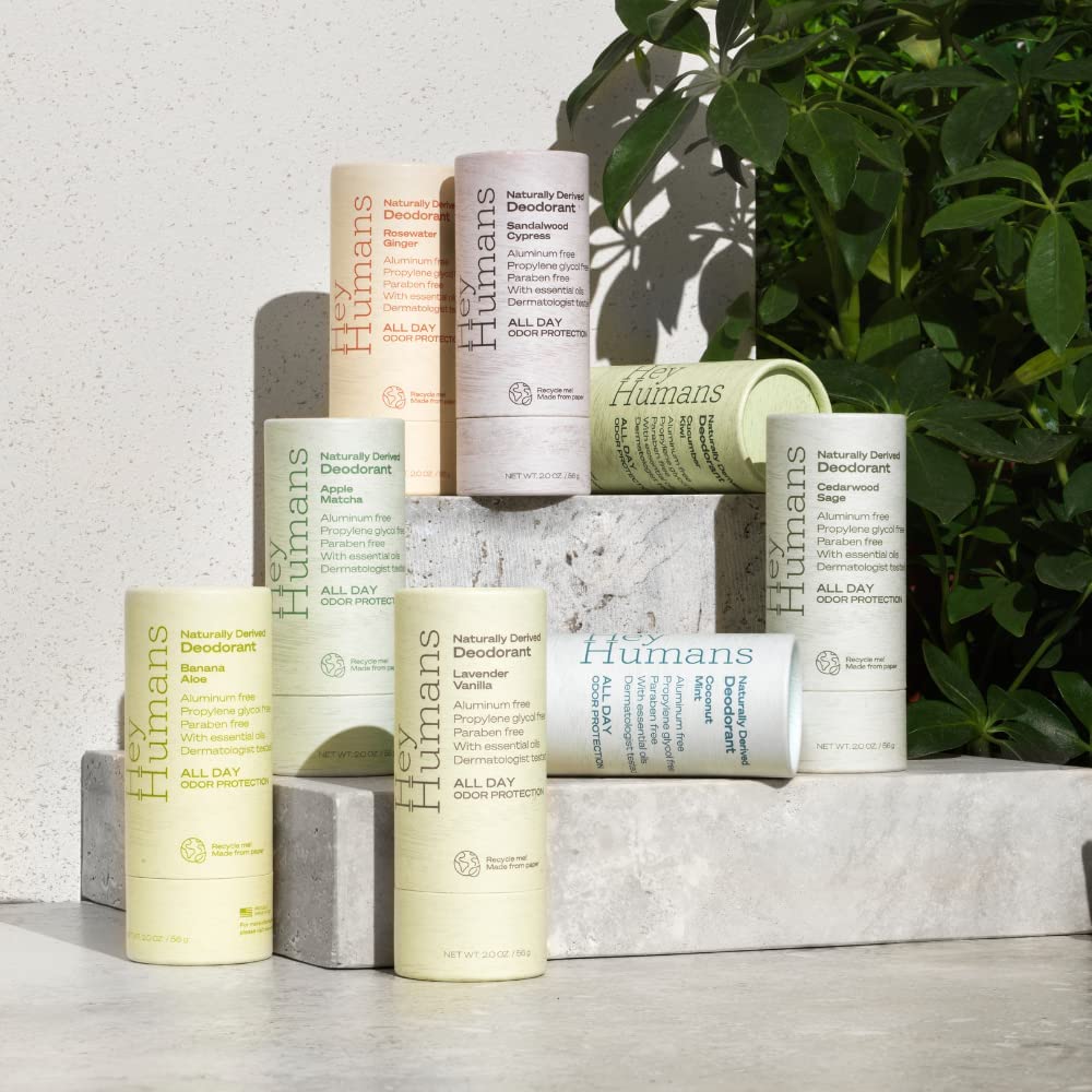 Hey Humans Deodorant, Aluminum Free Deodorant For Women And Men, Contains Naturally Derived Ingredients, All Day Odor Control, Refreshing Deodorant Essential Oils, Banana Aloe : Beauty & Personal Care
