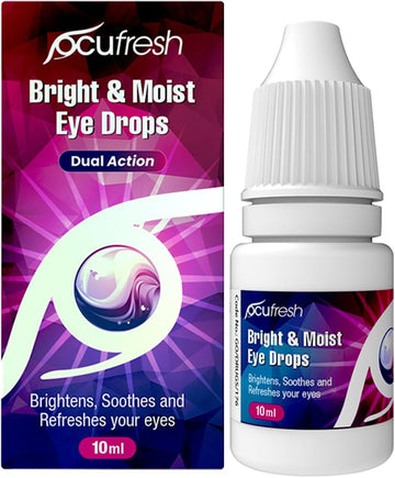 Ocufresh Bright & Moist Eye Drops | For Dazzling White Eyes | Whitens Red Eyes | Added Moisturising Formulation | Easy To Carry On-The-Go | Gentle On Eyes | Suitable For All Eye Colors | 10Ml
