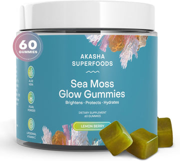 Sea Moss Glow Gummies I Hair Skin And Nails Vitamins, Seamoss, Pearl Powder, Vitamin E, Aloe Vera, Liposomal Vitamin C, Irish Sea Moss Gummies For Women & Men - 60 Count