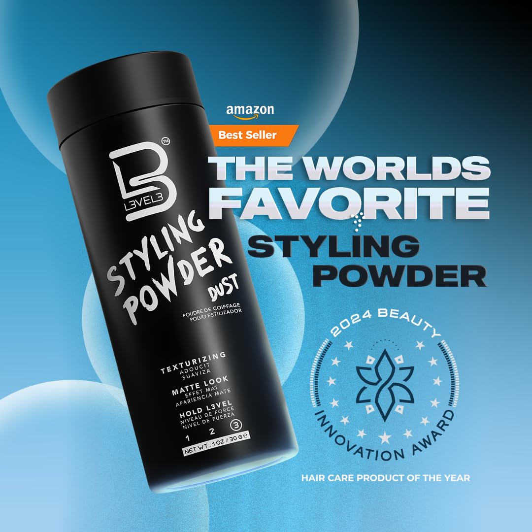 L3 Level 3 Styling Powder - Natural Look Mens Powder - Easy To Apply With No Oil Or Greasy Residue (Large - 60 Grams) : Beauty & Personal Care
