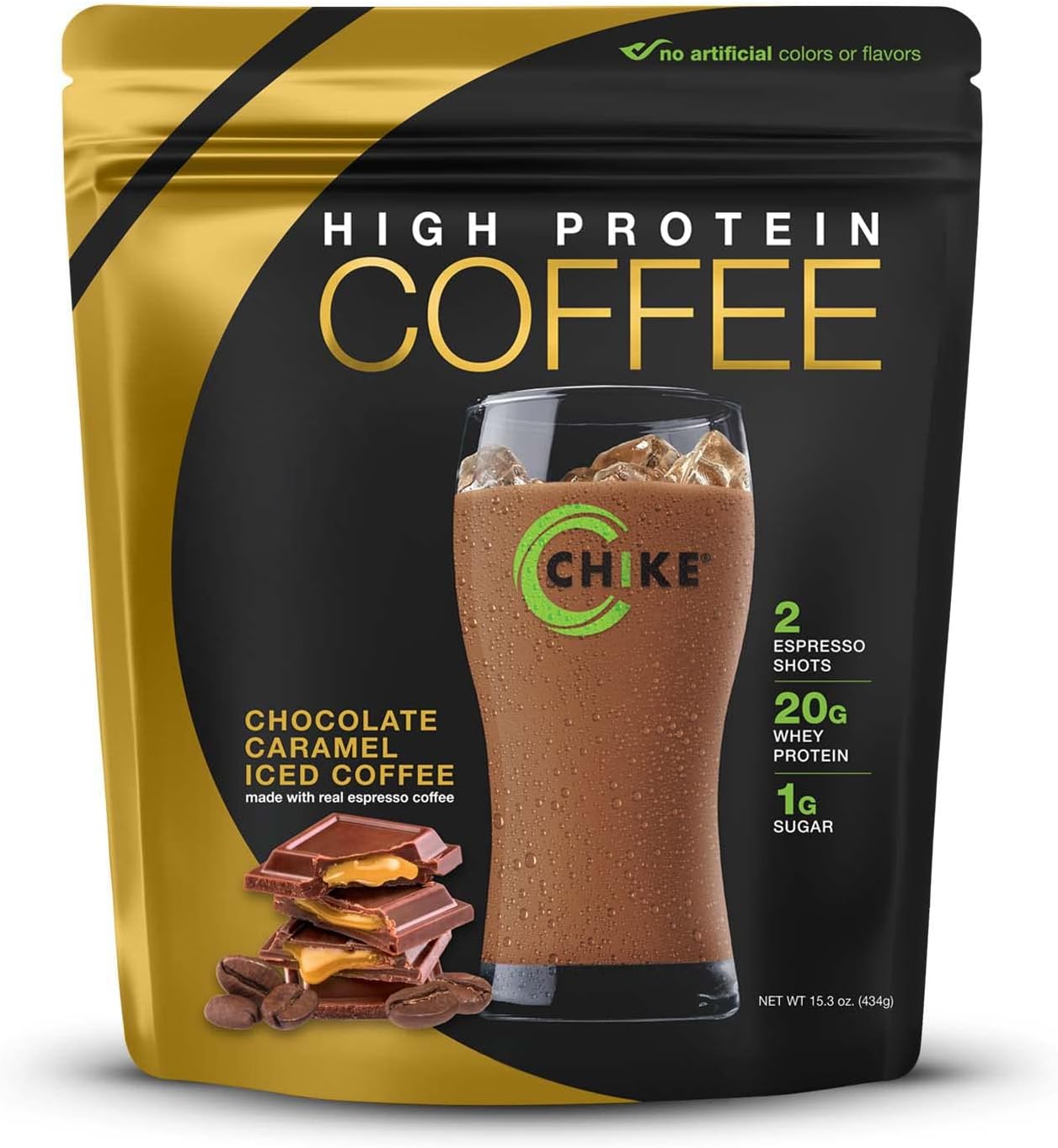 Chike Chocolate Caramel High Protein Iced Coffee, 20 G Protein, 2 Shots Espresso, 1 G Sugar, Keto Friendly And Gluten Free, 14 Servings (14.8 Ounce)