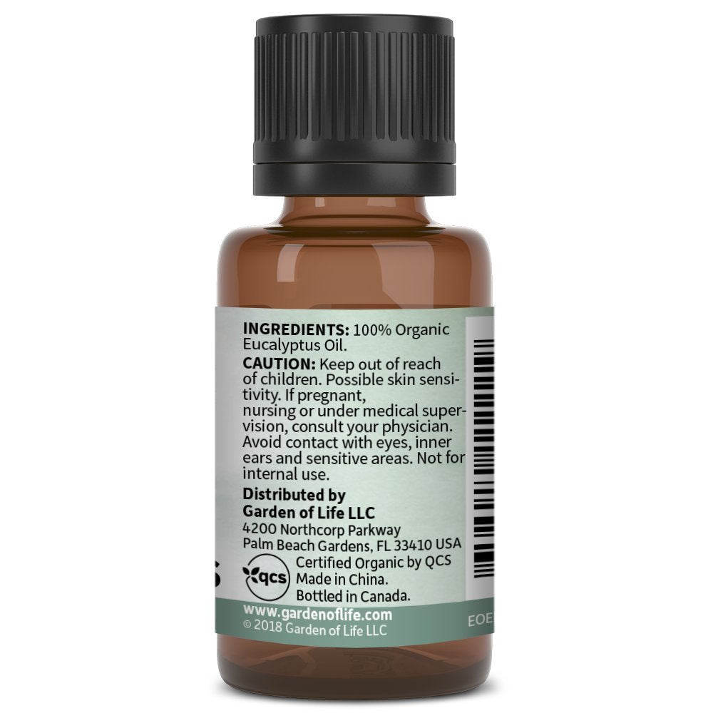 Garden Of Life Essential Oil, Eucalyptus Usda Organic & Pure, Undiluted & Non-Gmo For Diffuser, Aromatherapy, Meditation, Clarity & Focus, Stimulate, Invigorate, Refresh, 0.5 Fl Oz, Pack Of 24