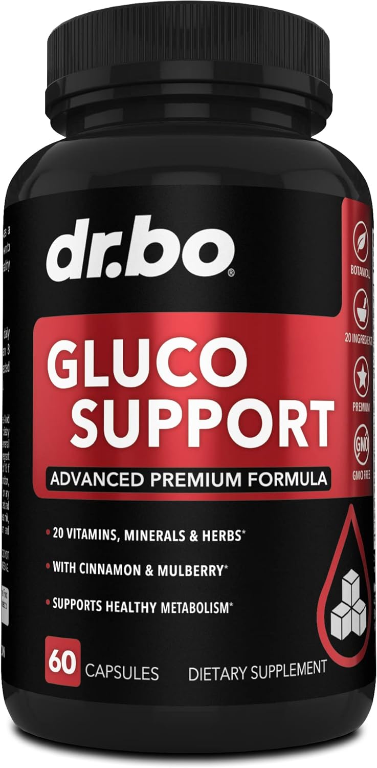 Gluco Support Supplement Capsules - Boost Metabolism Supplements, Vitamin Herbal Formula Pill - Ultra Balance Optimizer Vitamins, Chromium, Cinnamon, Bitter Melon Leaf, Gymnema, Vanadium - 60 Pills