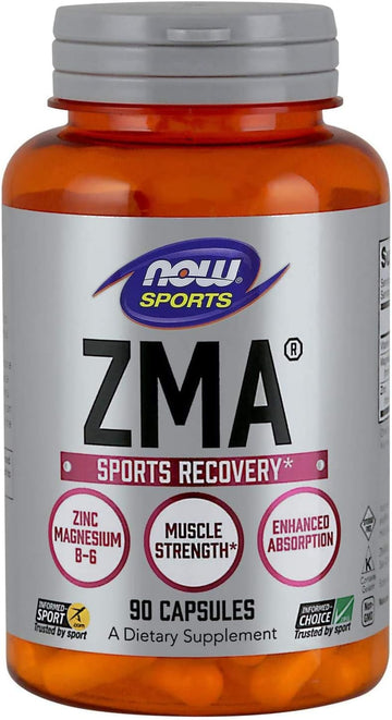 Now Foods Sports Nutrition, Zma (Zinc, Magnesium And Vitamin B-6), Enhanced Absorption, Sports Recovery*, 90 Capsules