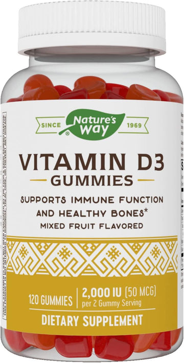 Nature’s Way Vitamin D3, Immune Support, 2000 IU (50 mcg) per Serving, Fruit avor, 120 Gummies