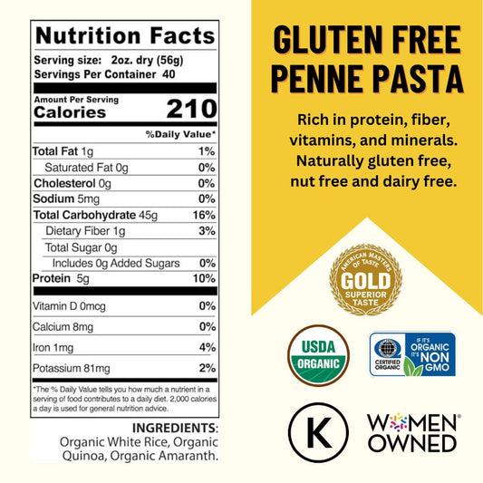 Mountain High Organics Certifed Organic Gluten Free Quinoa Pasta Penne-1/5LB Bag