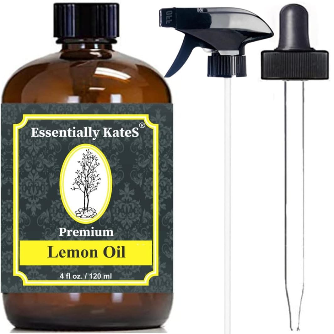 Lemon Essential Oil 4 Fl Oz - A Huge Glass Bottle With Dropper And Sprayer - 100% Pure, Natural And Cold Pressed - Invigorating, Cleansing, Purifying, And Uplifting