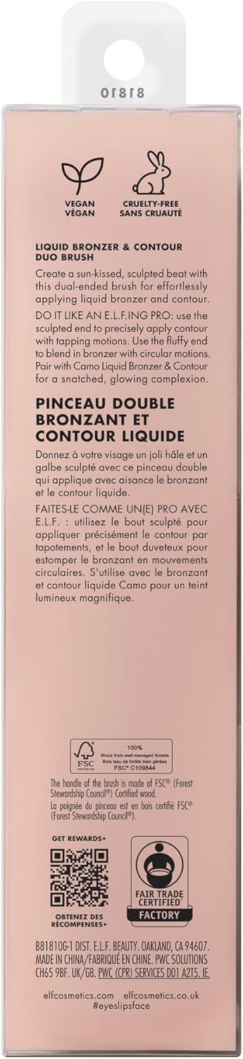 e.l.f. Camo Liquid Bronzer & Contour Duo Brush, Dual-Ended Face Makeup Brush, For a Sun-Kissed, Sculpted Complexion, Synthetic Bristles, Vegan & Cruelty-Free : Amazon.co.uk: Beauty